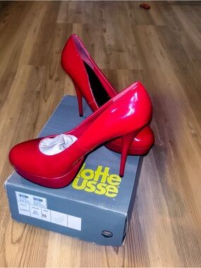 Madden Girl Bright Red Patent Platform Stiletto Pump